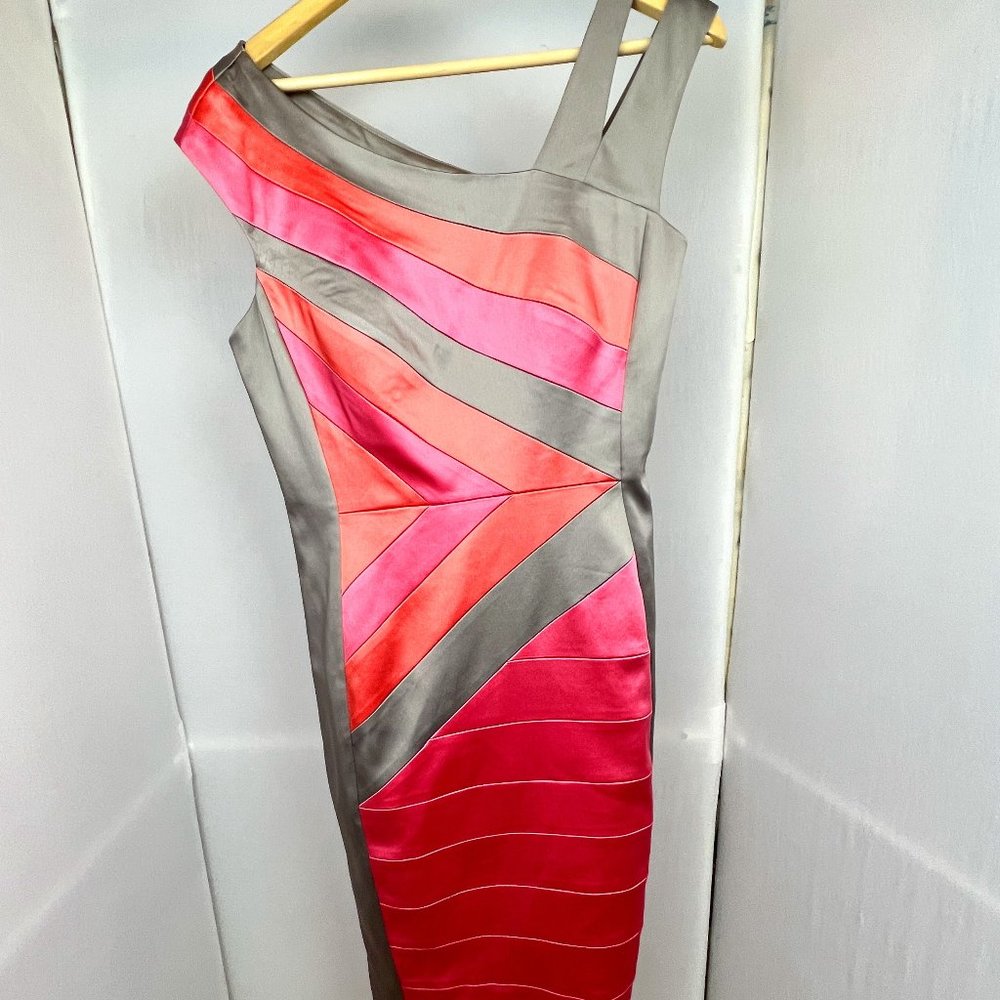 Jax Color Block Split Shoulder Midi Sheath Dress … - image 1